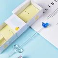 Cute blue duck glass dip pen gift set with matching clear glass pen rest - Gaga Dark Blue Duck