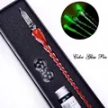 Handcrafted red luminous glass dip pen gift set including ink and clear glass pen rest - Gift Box Version / Red
