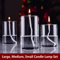 Elegante juego decorativo de tres lámparas de aceite de vidrio con mechas encendidas - Conjuntos