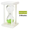 3-minute luminous hourglass timer for kids with vibrant green sand and white protective frame - 3 Minutes / Green
