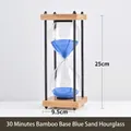 Professional 30-minute glass hourglass timer with blue sand and a natural bamboo base - Bamboo Base (sl2002) / 30 Minutes / Blue