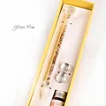 Exquisite glass dip pen gift set featuring shimmering crystals inside a yellow box - New Diamond Small Gift Box / Yellow
