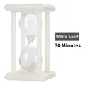 Minimalist 30-minute sand timer with white plastic frame and fine white sand - 30 Minutes / White