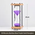 30-minute vintage hourglass timer featuring natural bamboo base and purple sand - Bamboo Base (sl2002) / 30 Minutes / Purple