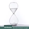 Elegante 60-Minuten Sanduhr aus Glas mit feinem weißem Sand und stabilem flachem Boden - 60 Minuten / White sand
