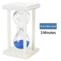 Creative 3-minute sand timer featuring vibrant sea blue sand in a white minimalist frame - 3 Minutes / Blue