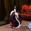 Elegante lámpara de aceite de vidrio transparente en forma de huevo con líquido púrpura. - Estilo A Forma de Huevo / 8x11cm
