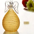 Handcrafted frosted yellow glass angel figurine with sparkling gold glitter accents - ts0113 Yellow Swirl / Yellow