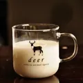 Taza de cristal de 300ml resistente al calor hecha a mano con lindo diseño de ciervo - Ciervo / 300ml
