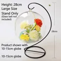 Large 28cm black minimalist iron stand for hanging glass plant terrariums and ornaments - 28cm Iron Stand Only (Fits Under 15cm Globe)