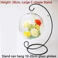 Modern black C-shaped metal hanging stand 28cm for micro landscape glass vases - 28cm Iron Stand Only (Fits Under 20cm Globe)
