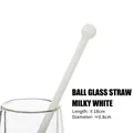 Milchweißer Glasstrohhalm mit Kugelende, 18 cm Borosilikatglas-Trinkhalm - Rundspitze / 8mm*18cm / Milchweiß