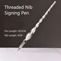 Elegant clear spiral glass dip pen for calligraphy and ink sketching, 18.5cm total length - Snow / 18.5cm