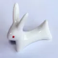Soporte para pluma de vidrio blanco con forma de conejo para caligrafía y pinceles - Forma Conejito