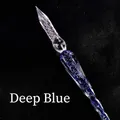 Handmade deep blue luminous glass dip pen designed for elegant calligraphy writing - Luminous Deep Blue