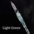 Premium handmade luminous glass dip pen featuring a light green glowing powder finish - Luminous Light Green