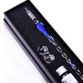 Handmade blue starry sky glass dip pen set with glitter ink and crystal holder in box - Starry Blue Set / Small Gift Box (1 Pen + 1 Ink + 1 Holder)