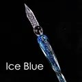 Handmade luminous glass dip pen with a glittery ice blue design for calligraphy - Luminous Ice Blue