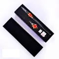 Exquisite handmade glass dip pen set with embedded orange floral design in black gift box - Small Gift Box Set / Orange