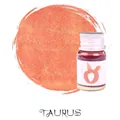 Orange shimmer ink for dip pens featuring a Taurus zodiac theme in a small glass bottle - Orange