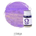 Premium purple fountain pen ink with gold shimmer in glass bottle Libra zodiac theme - Purple