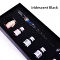 Handmade iridescent black starry sky glass dip pen gift set with four bottles of ink - Iridescent Black Large Set