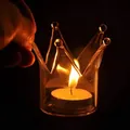Elegante portavelas de cristal con forma de corona perfecto para decoración romántica y regalos - Forma de corona / 7x5cm