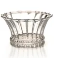European clear glass candle holder with elegant vertical ribbing and scalloped rim - Textured Candle Holder (Xgzt016) / 7.5*3.5cm