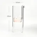Small cylindrical glass candle holder with side hook, height 15cm, diameter 6.5cm - Style B (zt040) / Small (15cm)