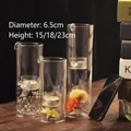 Set of 3 creative transparent glass cylinder candle holders with hooks in varying heights - Style B (zt040) / Set (1 Large 2 Small)