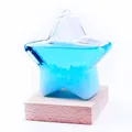 Botella de pronóstico del tiempo de cristal de tormenta con forma de estrella azul - Estrella Azul con Base de Madera
