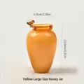 Elegant large yellow bee-shaped glass vase for flower arrangements and home decor - L / 13.5cm Height / Amber