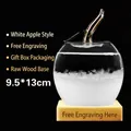 Botella de vidrio de tormenta decorativa en forma de manzana con base de madera blanca - Estilo de Manzana / 95*130mm