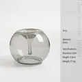 Spherical gray glass stick incense burner, minimalist Zen style for indoor aromatherapy - 6cm Diameter x 4.5cm Height / Gray
