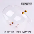 Hucha de cerdo grande de cristal borosilicato transparente con capacidad 1000 monedas - Estilo de Cerdo Grande / Grande (25x16cm)