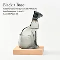Élégante bouteille tempête de chat égyptien noir avec un socle en bois naturel - Style Noir Vintage / Chat Égyptien Noir Vintage
