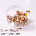 Hucha de cerdito de cristal de borosilicato con orejas café, mide 18x12x12cm. - Estilo Cerdo / Café