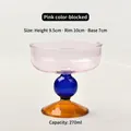 Hitzebeständiger bunter Glas-Dessertbecher mit rosa Schale, blauem Stiel und orangefarbenem Fuß - 270ML / Gemischtes Rosa