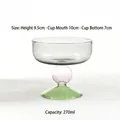 270ml mehrfarbiger hitzebeständiger Glas-Dessertbecher in Grau, Rosa und Grün - 270ML / Grau Color-Block
