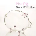 Hucha de cristal rosa transparente, tamaño 18x12x12cm, tarro de ahorro minimalista - Estilo Cerdo / Rosa