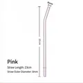 Langlebiger rosa gebogener Glastrinkhalm mit Schnallenfunktion 23cm lang 8mm Durchmesser - 23cm (8mm Durchmesser) / Rosa