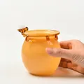Taza de tarro de miel en vidrio ámbar con adorno de abeja para postres y bebidas - 390ml / Tarro de Miel Amarillo Pequeño (Sin Accesorios)