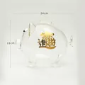 Hucha de cerdito artesanal de vidrio de borosilicato transparente, medida 14x11cm - Mini Cerdo de la Suerte