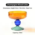 Vibrant heat-resistant colorful glass dessert cup in champagne color block design - 270ML / Champagne Mixed Color