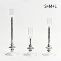 3-piece set of elegant sequin-filled glass candle holders in S, M, and L sizes. - Combination Set / S+M+L Set / Silver