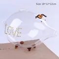Hucha de cristal transparente con forma de cerdo y texto LOVE en puntos dorados - LOVE Cerdito Café