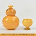 Juego de vino de calabaza de vidrio topacio con frasco de 200 ml y taza de 30 ml - Set de dos piezas / Frasco 200ml + Copa 30ml / Jade Naranja