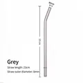 Grauer gebogener Glasstrohhalm 23 cm Länge 8 mm Durchmesser für Trinkbecher - 23cm (8mm Durchmesser) / Grau