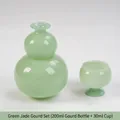 Elegant green jade-style gourd sake set featuring a 200ml bottle and a 30ml cup - Two-Piece Set / Flask 200ml + Cup 30ml / Green Jade