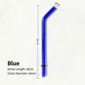 Blauer gebogener Glastrinkhalm 26cm Länge und 8mm Durchmesser für hohe Becher - 23cm (8mm Durchmesser) / Saphirblau